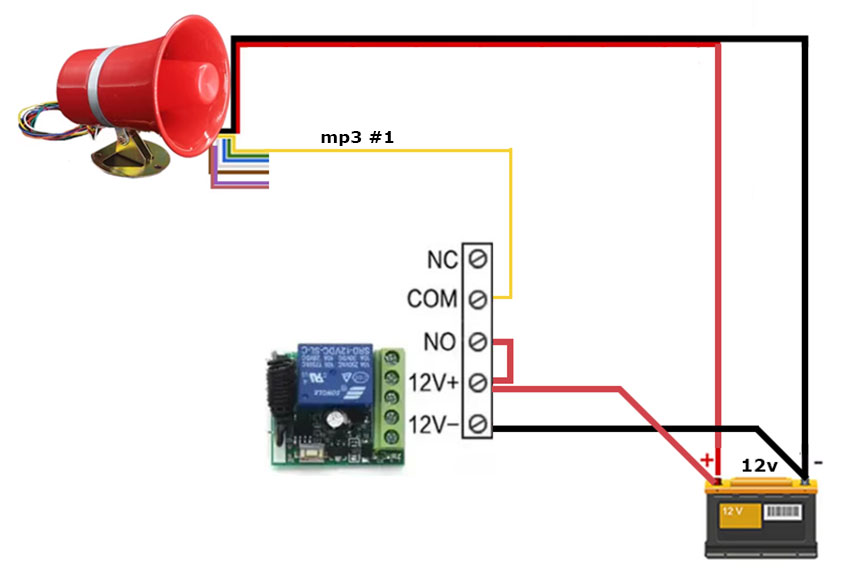 MP3 Siren Wiring with Relay